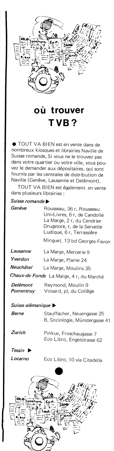 Colonne du magazine Tout va bien intitulée Où trouver Tout va bien?